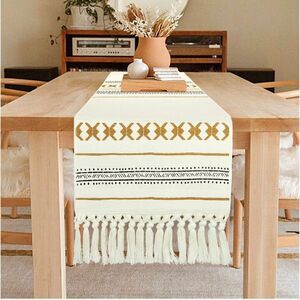 Cotton Woven Table Runner for Wedding Bridal Shower Party Dining